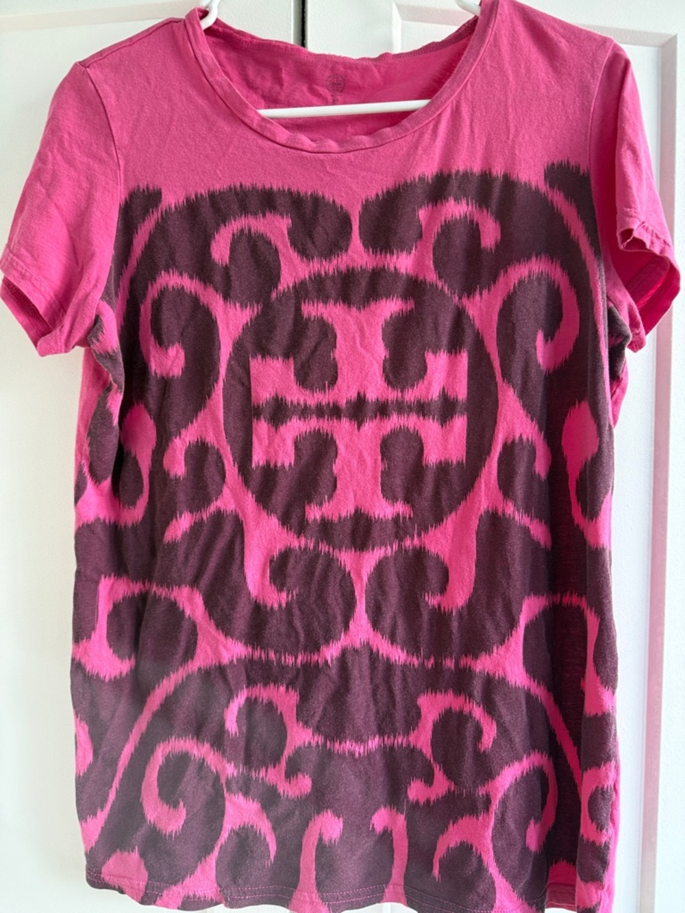 Tory Burch Pink and Dark Brown Graphic Tee